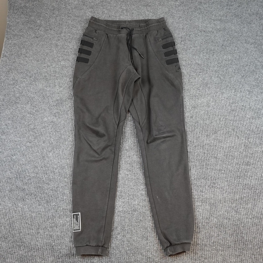 ASRV Fleece Jogger Sweatpants Mens Large Gray Elastic Waist Zip Pockets Stretch